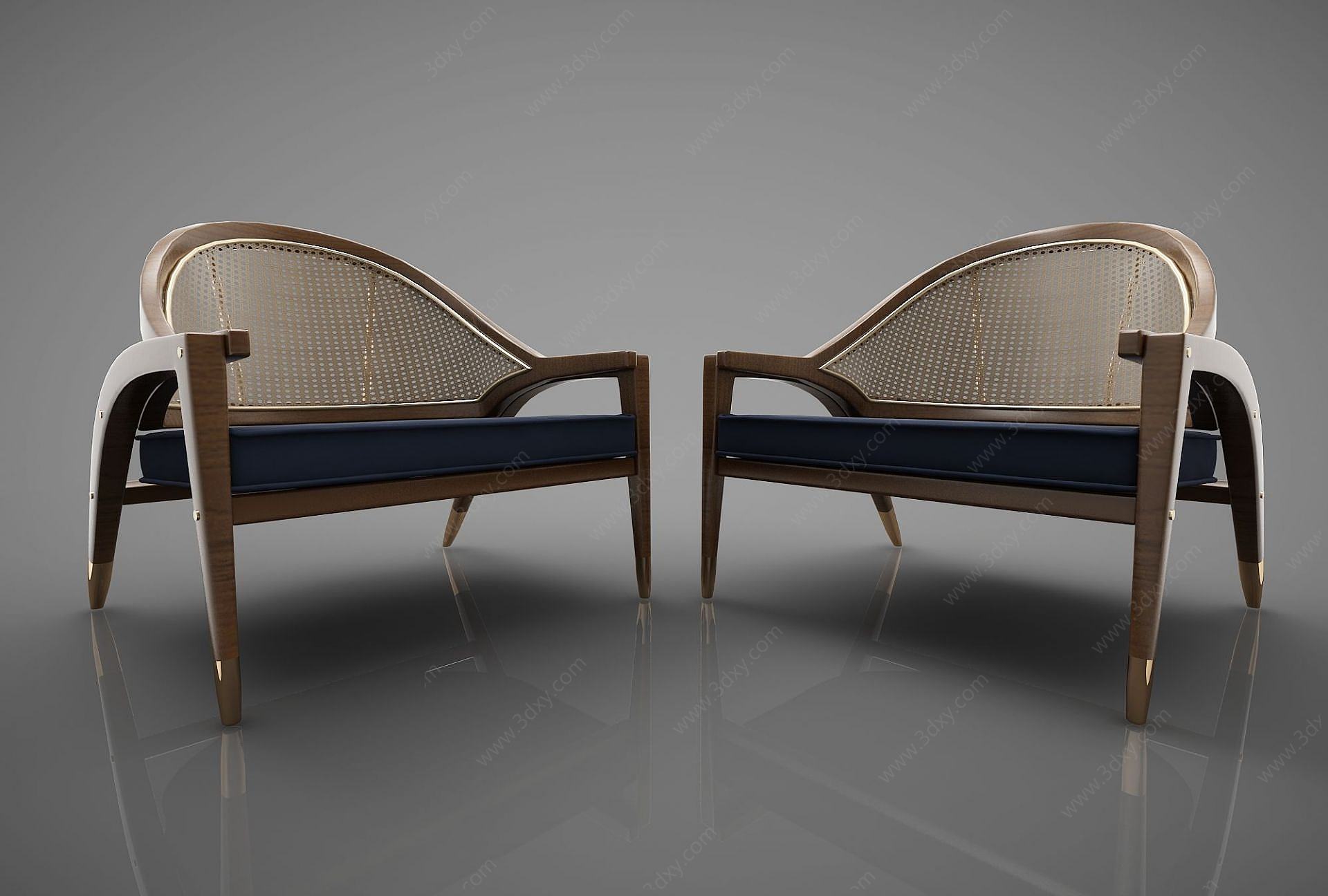 新中式椅子组合3D模型