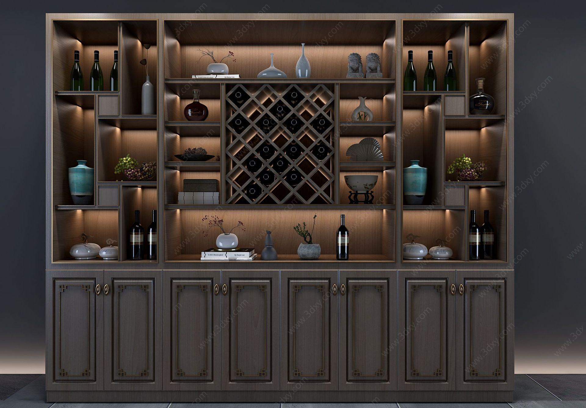 新中式酒柜3D模型