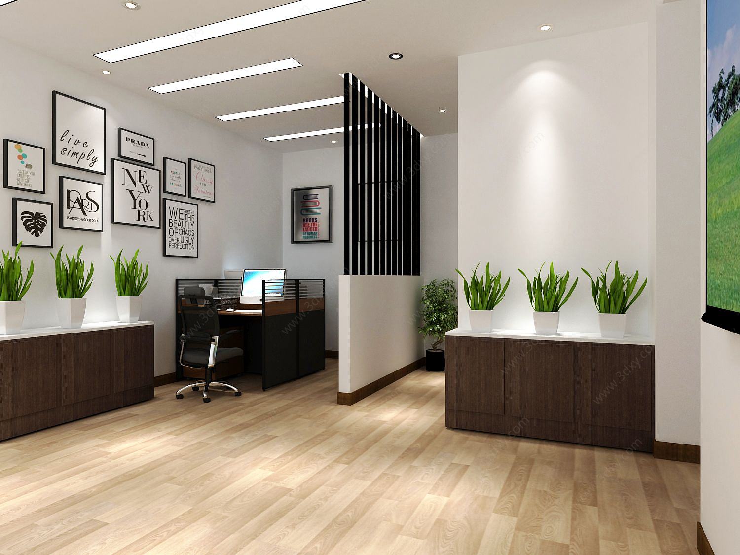 现代风格的办公室3D模型