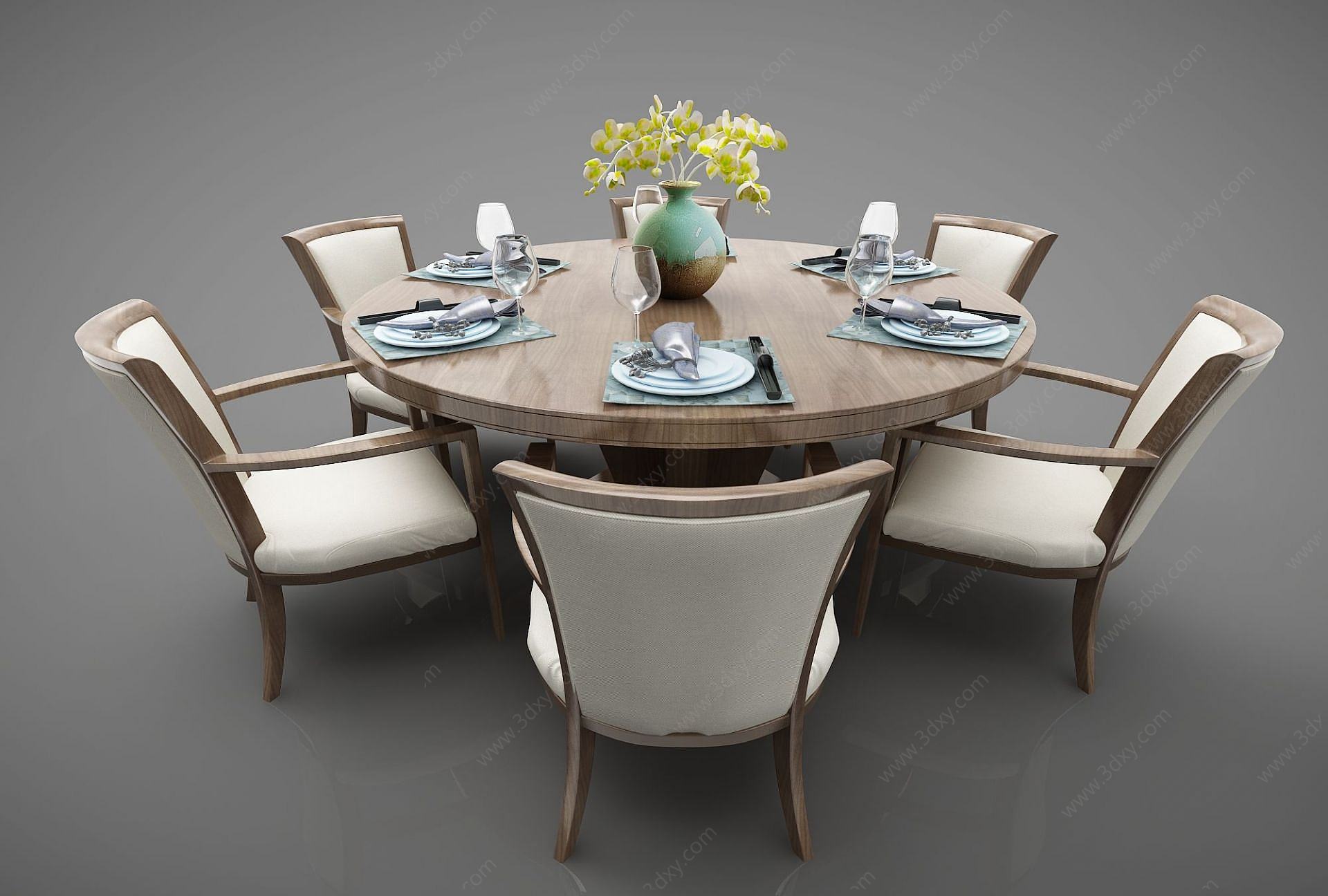 新中式风格餐桌3D模型