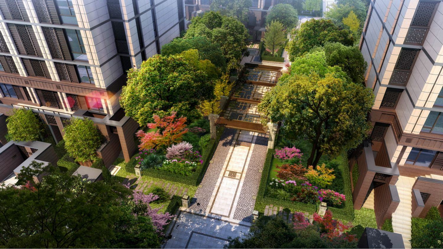 中式住宅小区景观3D模型