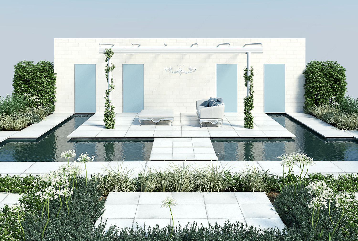 屋顶花园庭院景观绿化3D模型