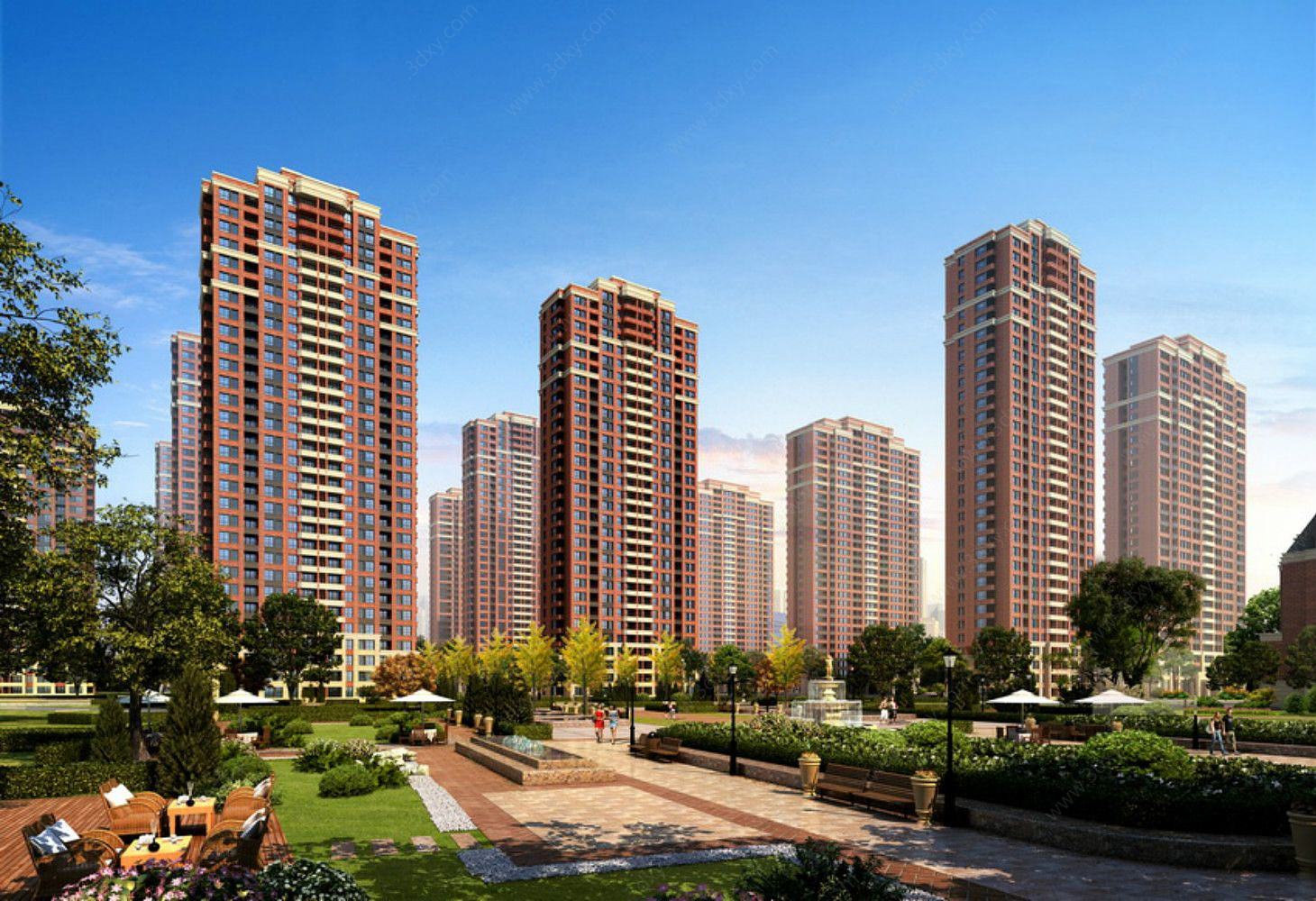 中式住宅景观3D模型
