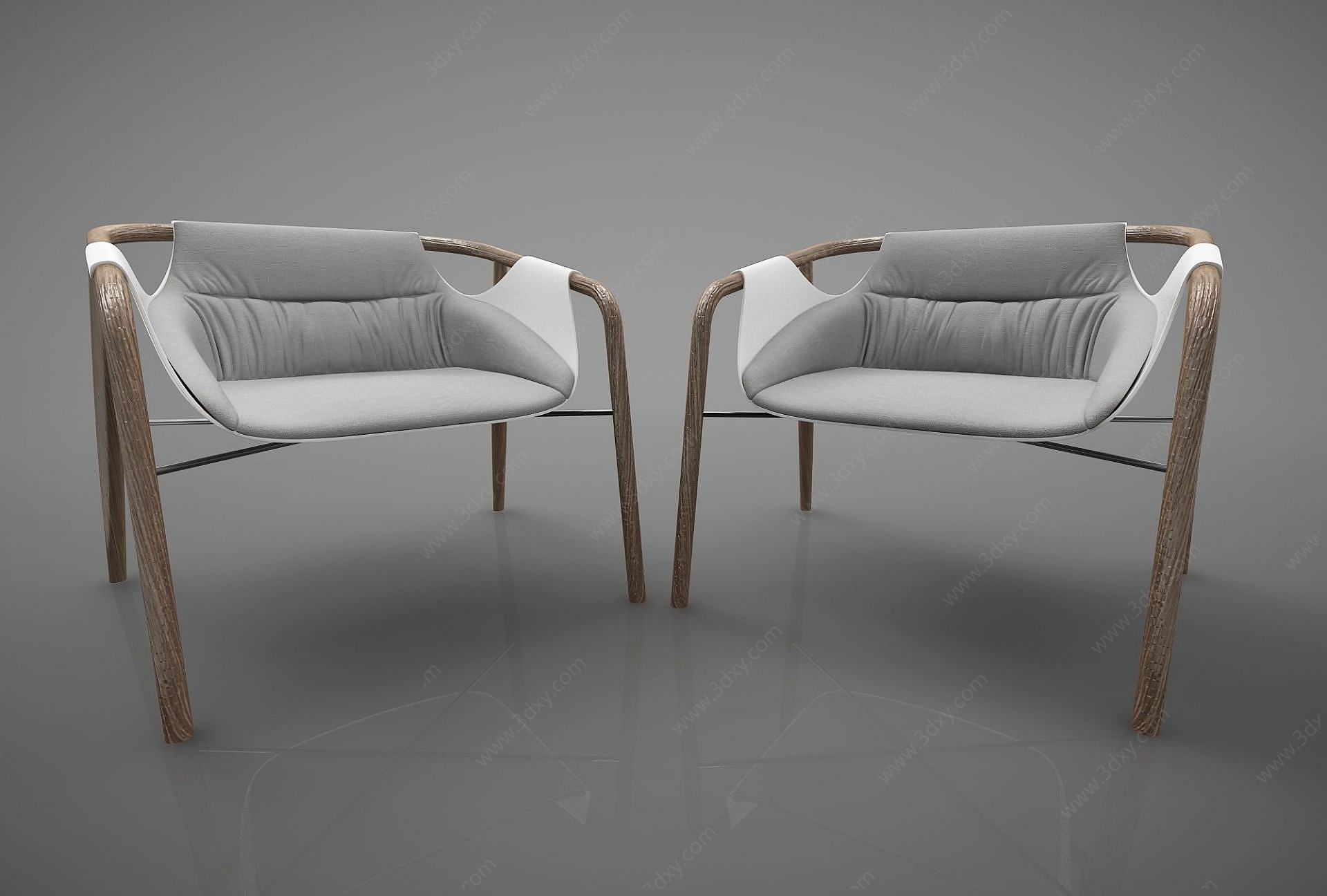 新中式风格单椅组合3D模型