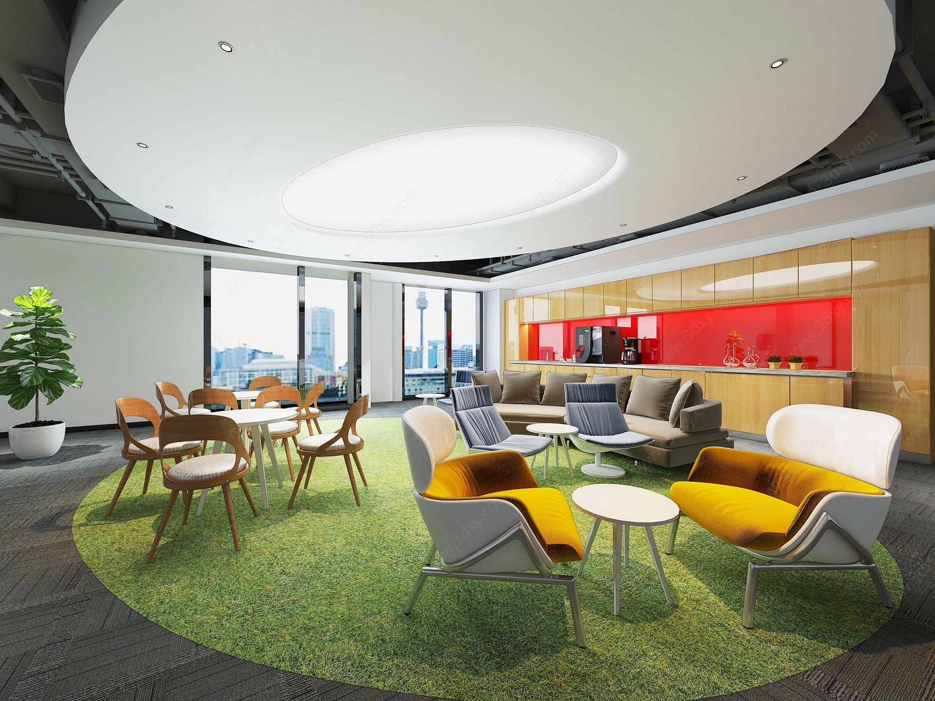 现代公司休息区候客厅3D模型