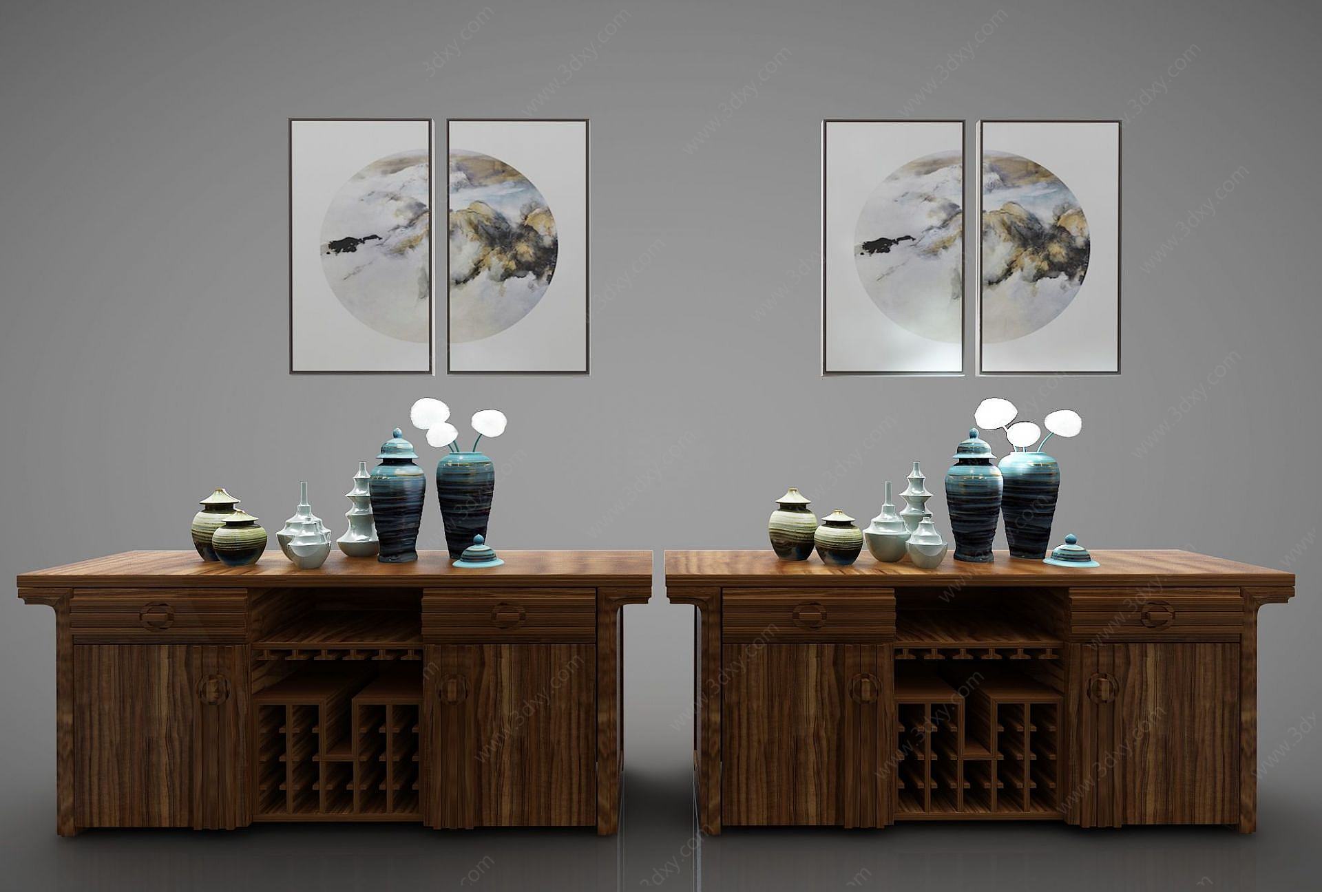 新中式风格装饰柜3D模型