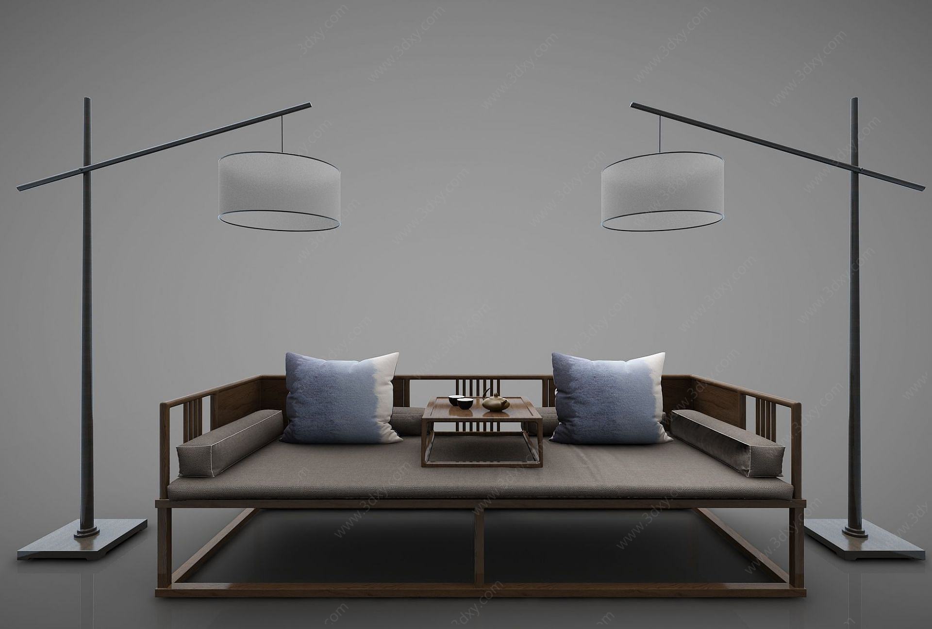新中式沙发茶座3D模型