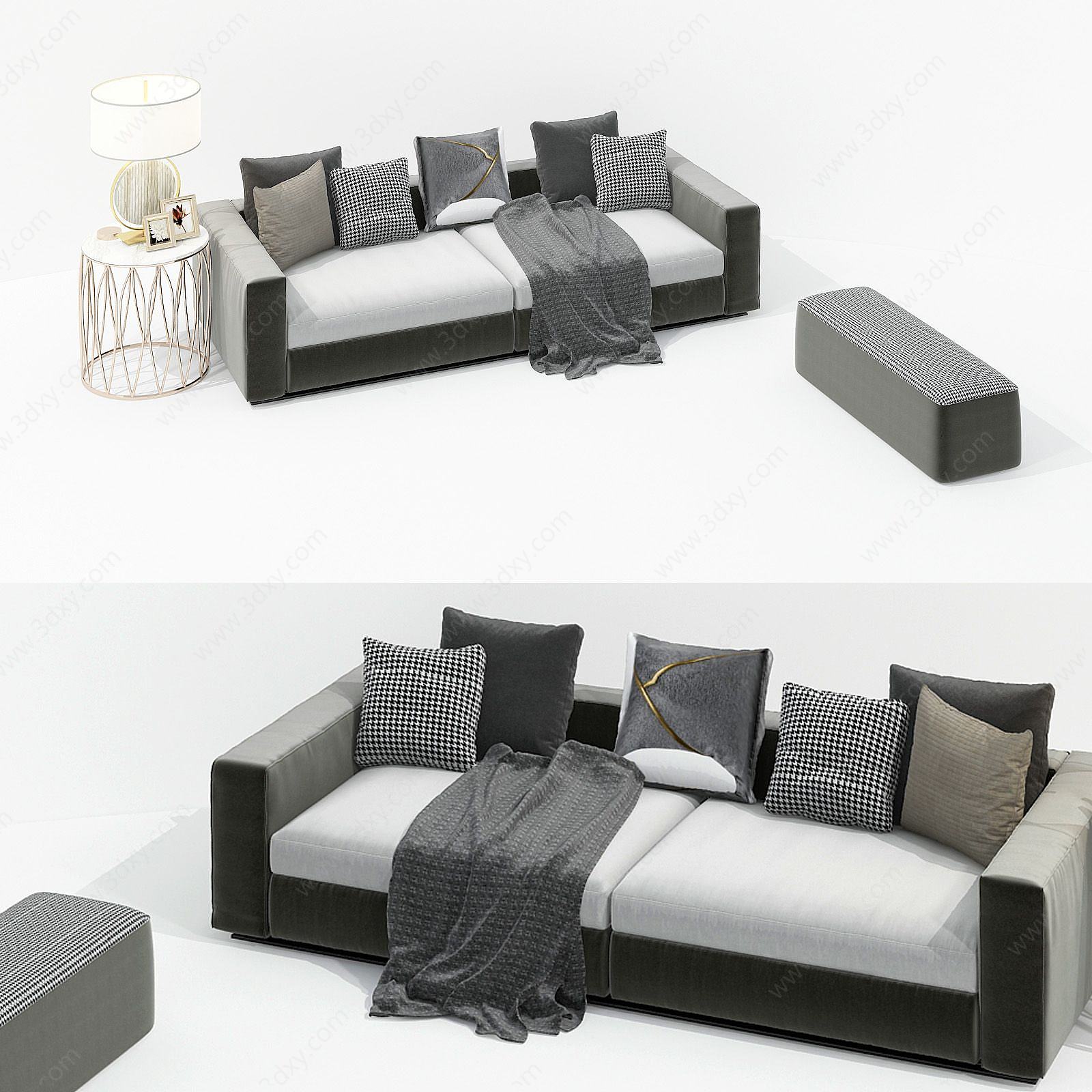 现代简约棉沙发3D模型
