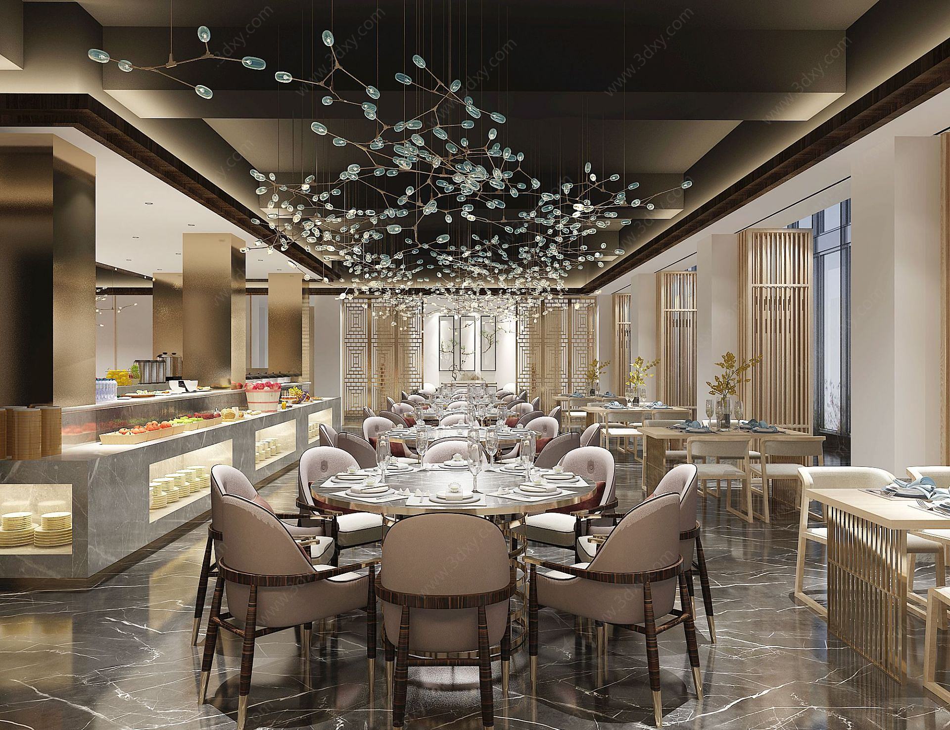 新中式自助餐厅3D模型