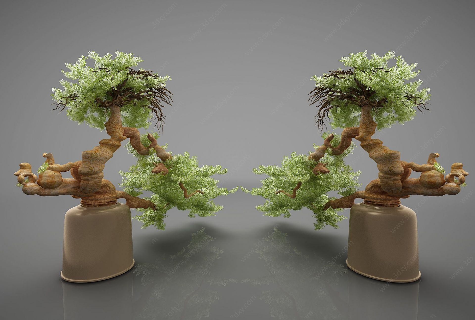 新中式风格植物摆件3D模型