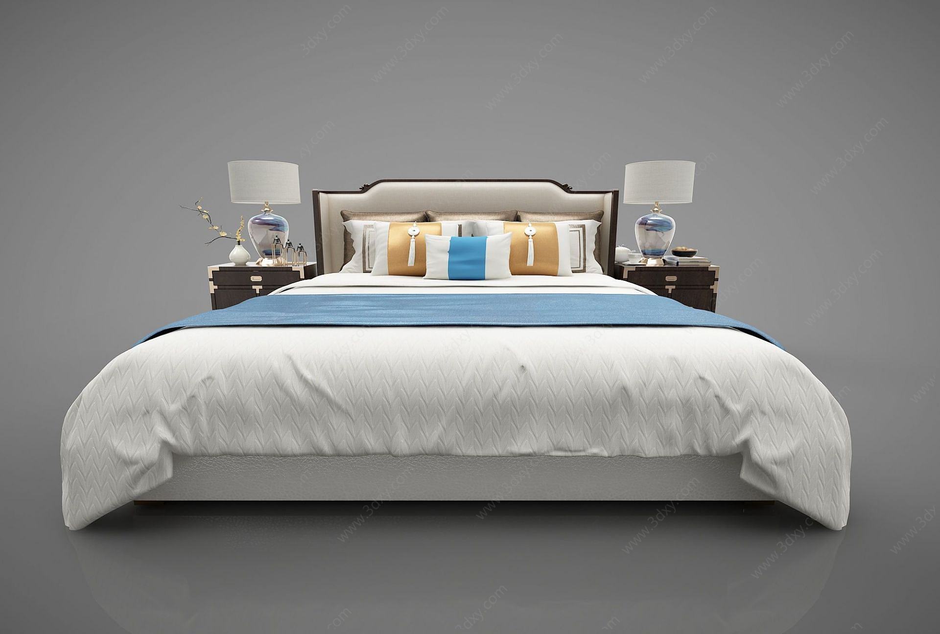 新中式风格床3D模型