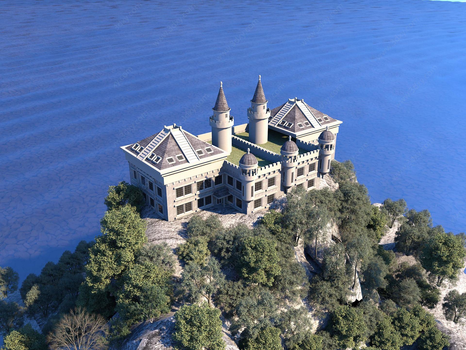 鸟瞰城堡3D模型