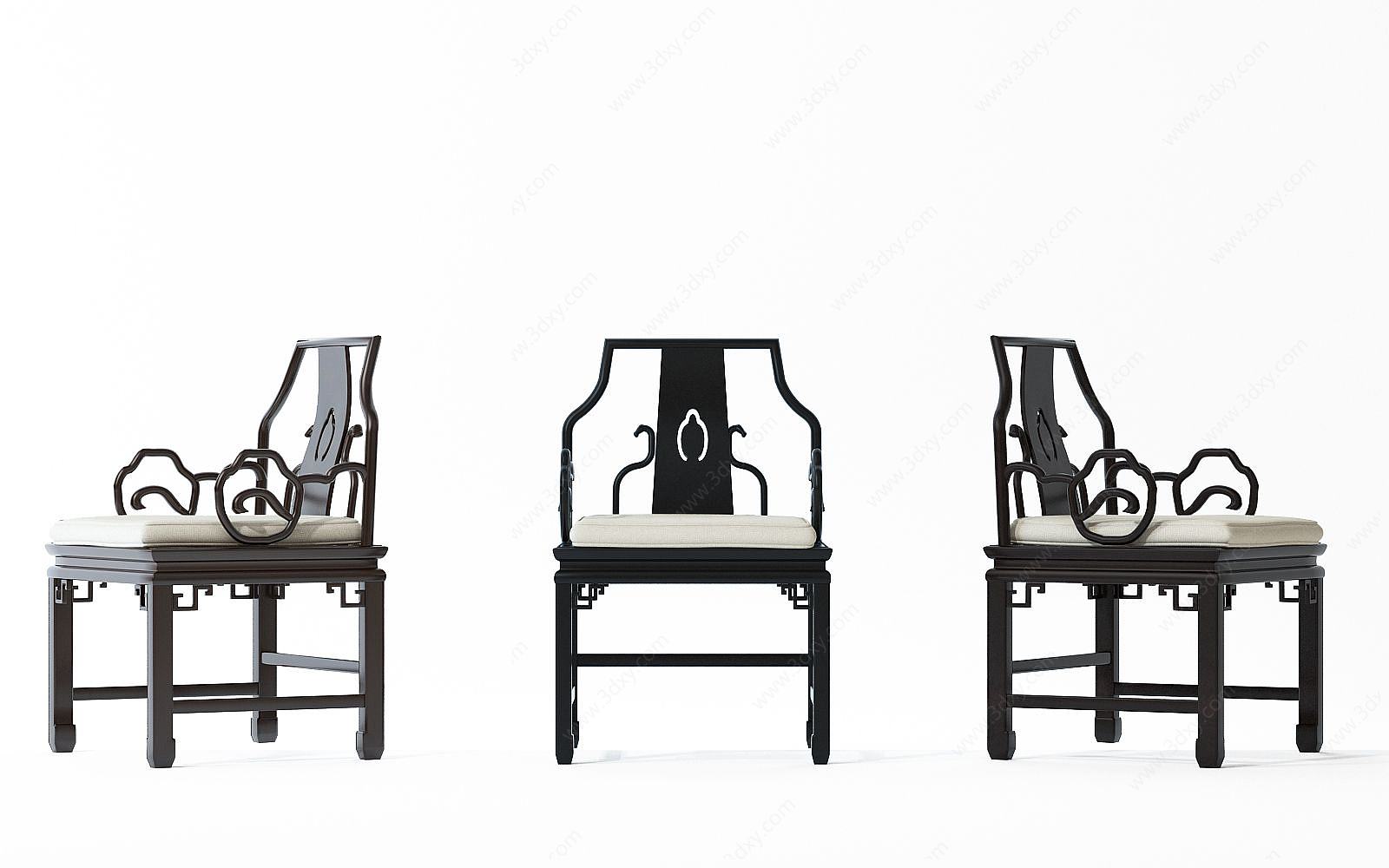 中式单椅3D模型