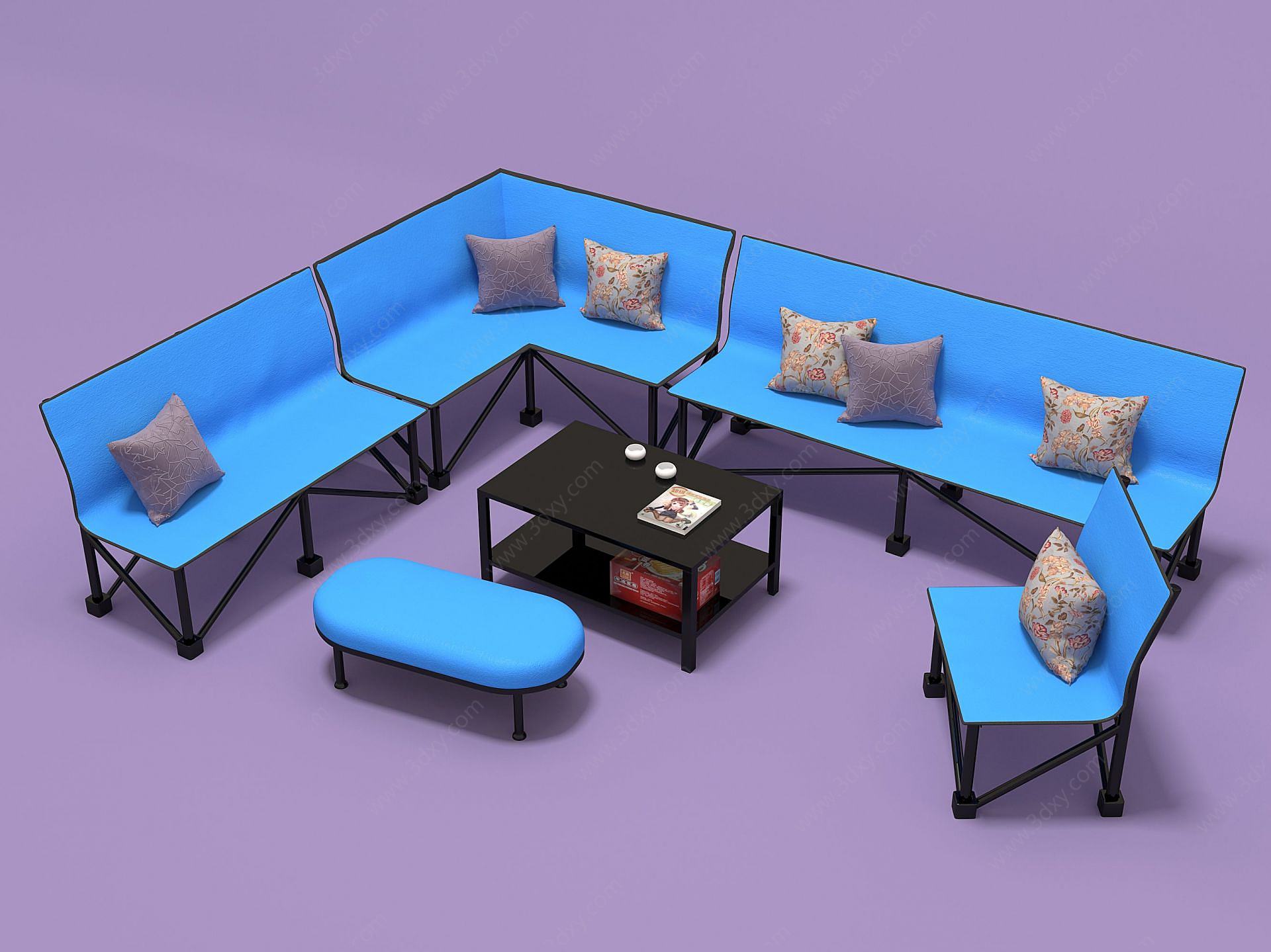 折叠椅组合3D模型