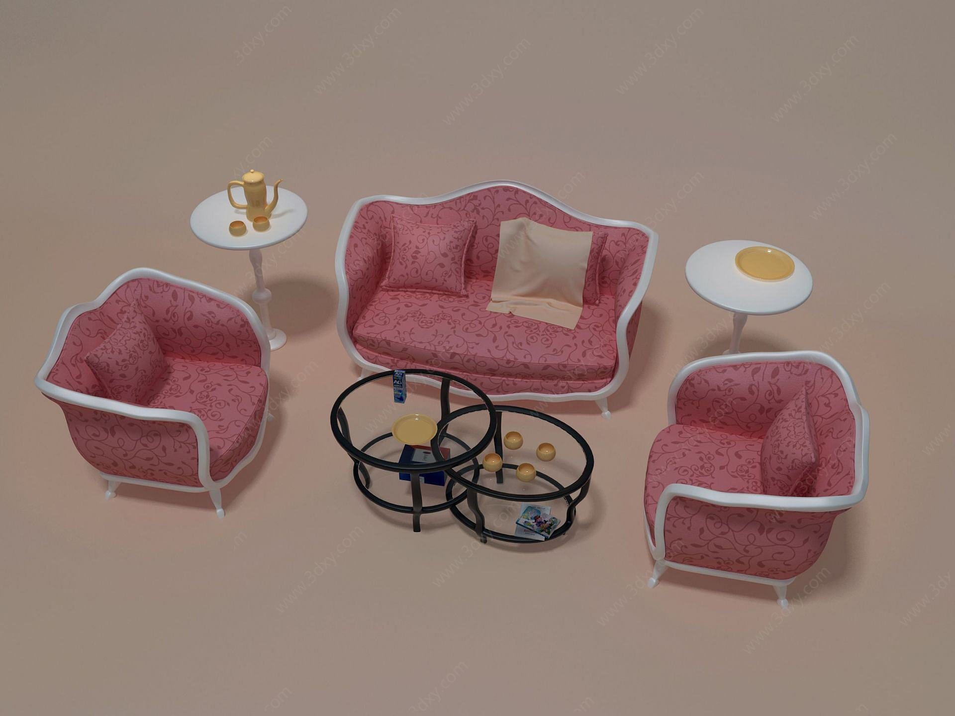 简欧沙发组合3D模型
