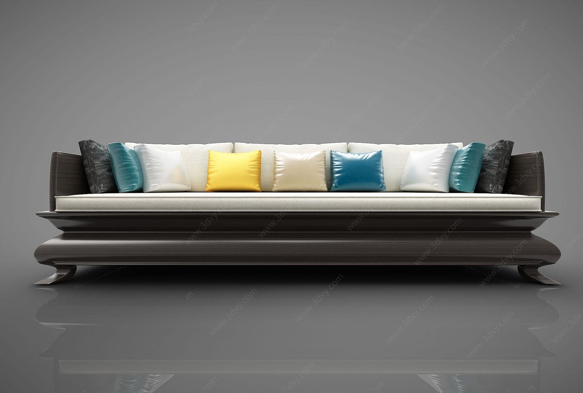 新中式风格三人沙发3D模型