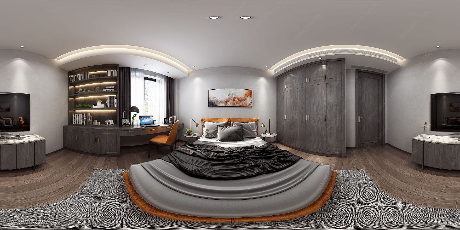 现代卧室全景3D模型