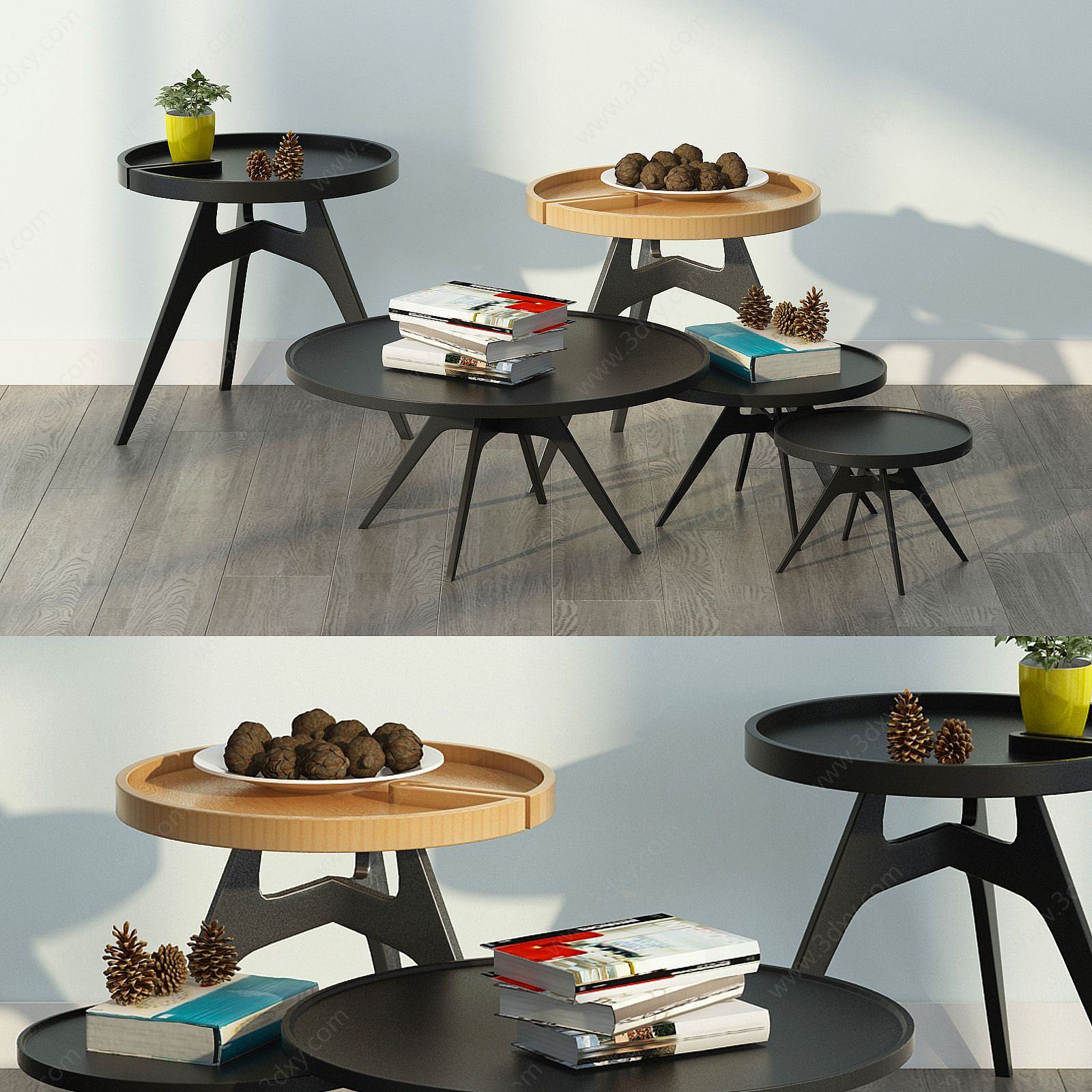 现代小桌组合3D模型
