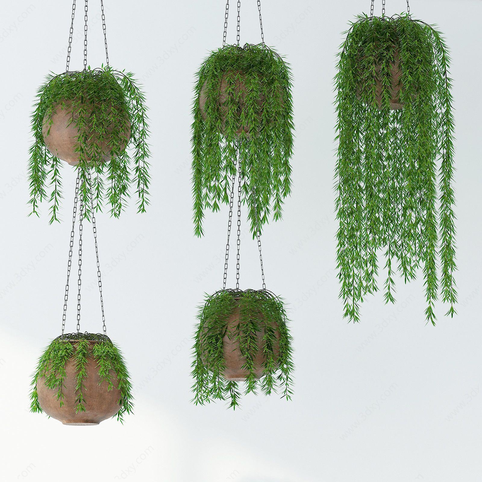 现代绿植吊篮植物3D模型