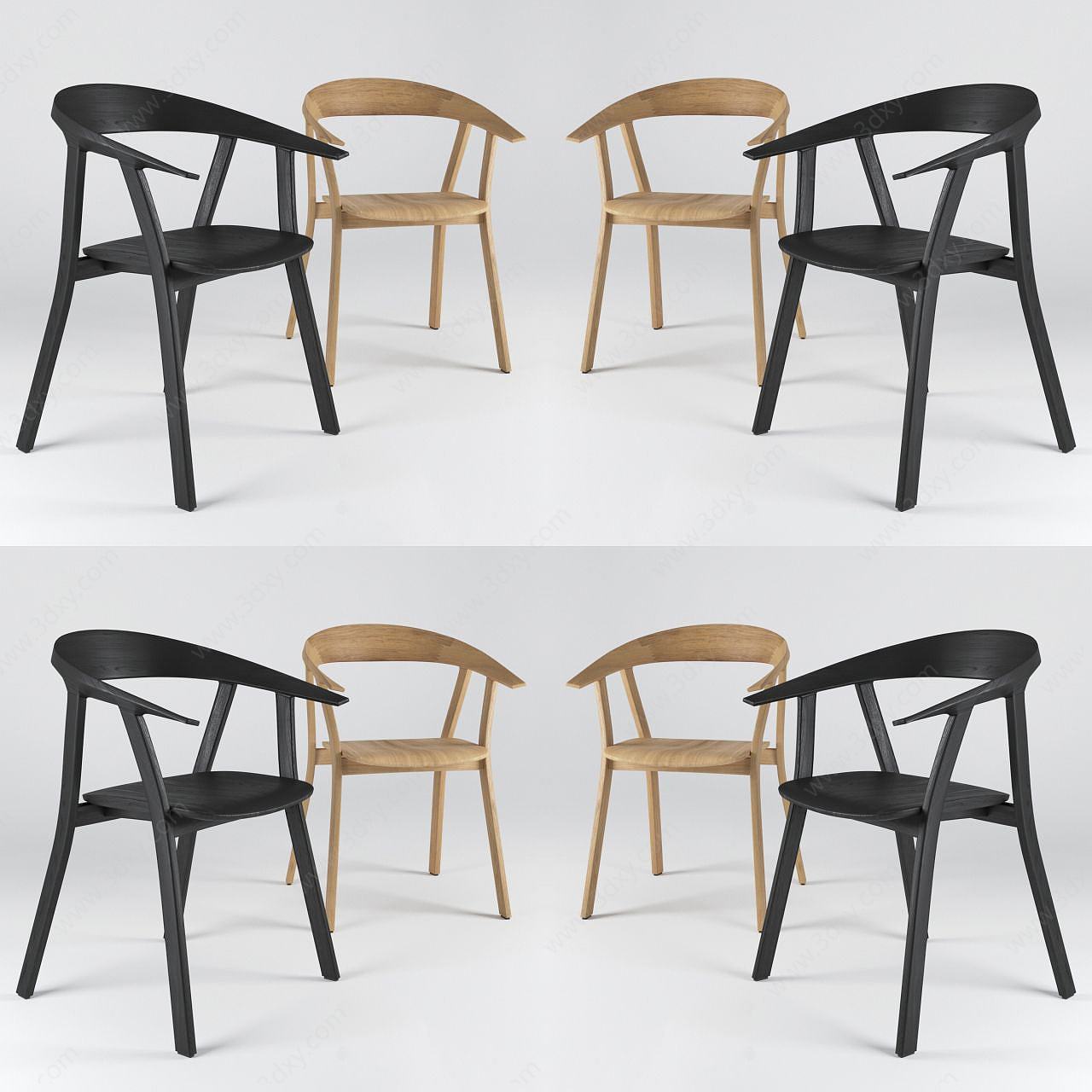 现代椅子单椅餐桌椅3D模型