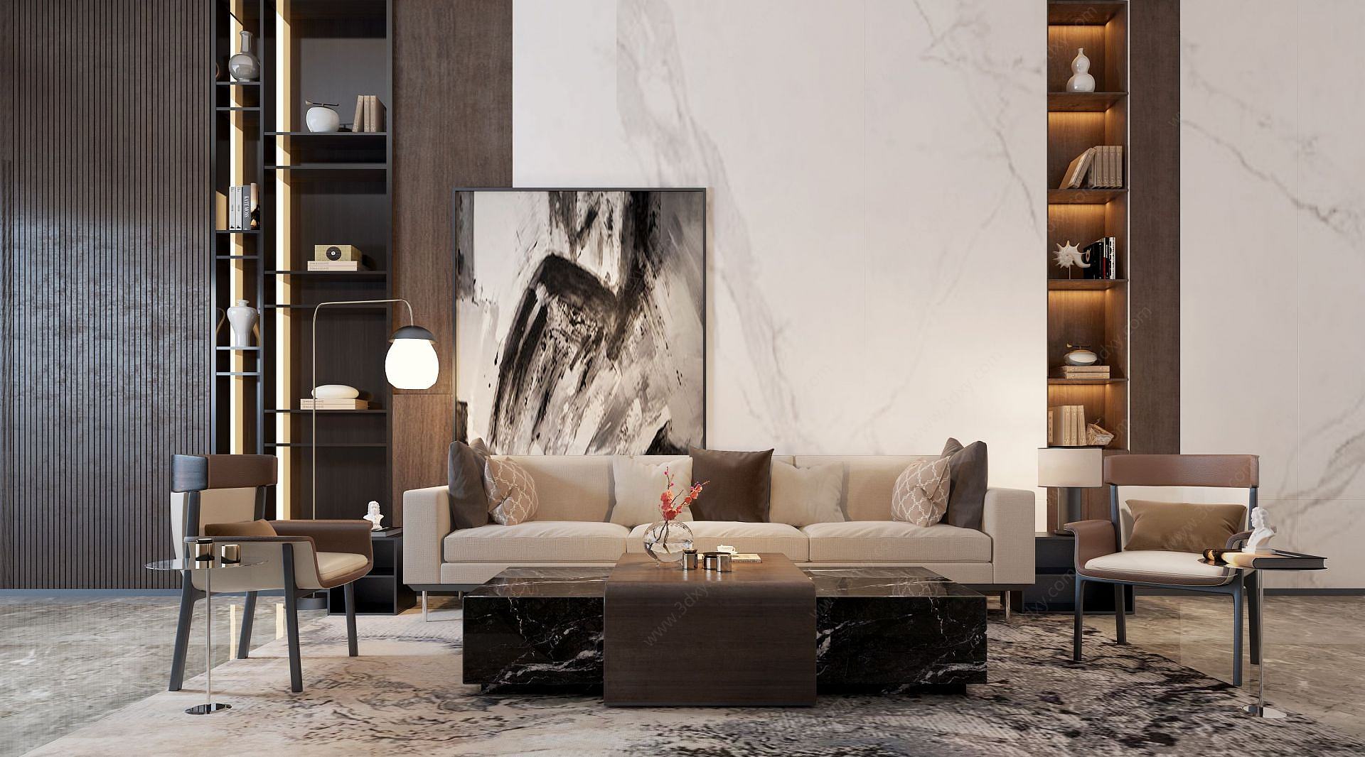 现代客厅沙发组合3D模型