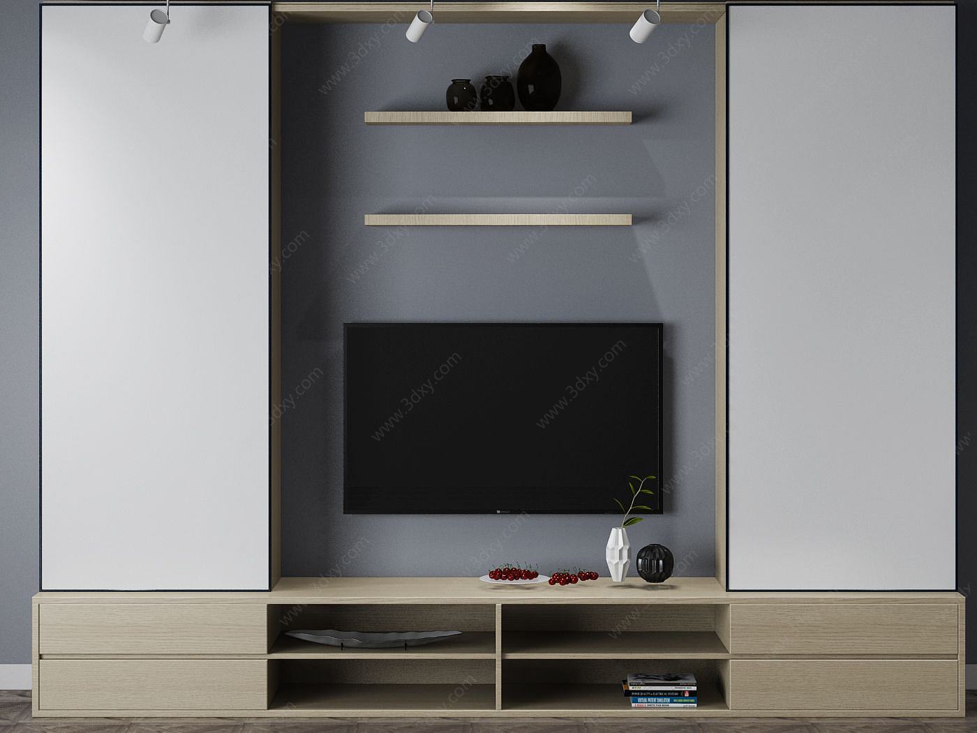 现代简约电视柜组合3D模型