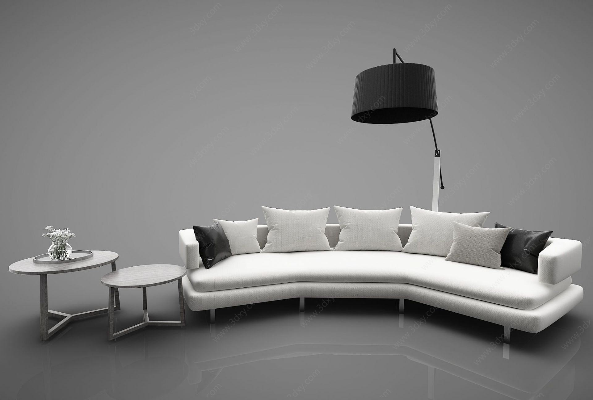 现代弧形办公沙发3D模型