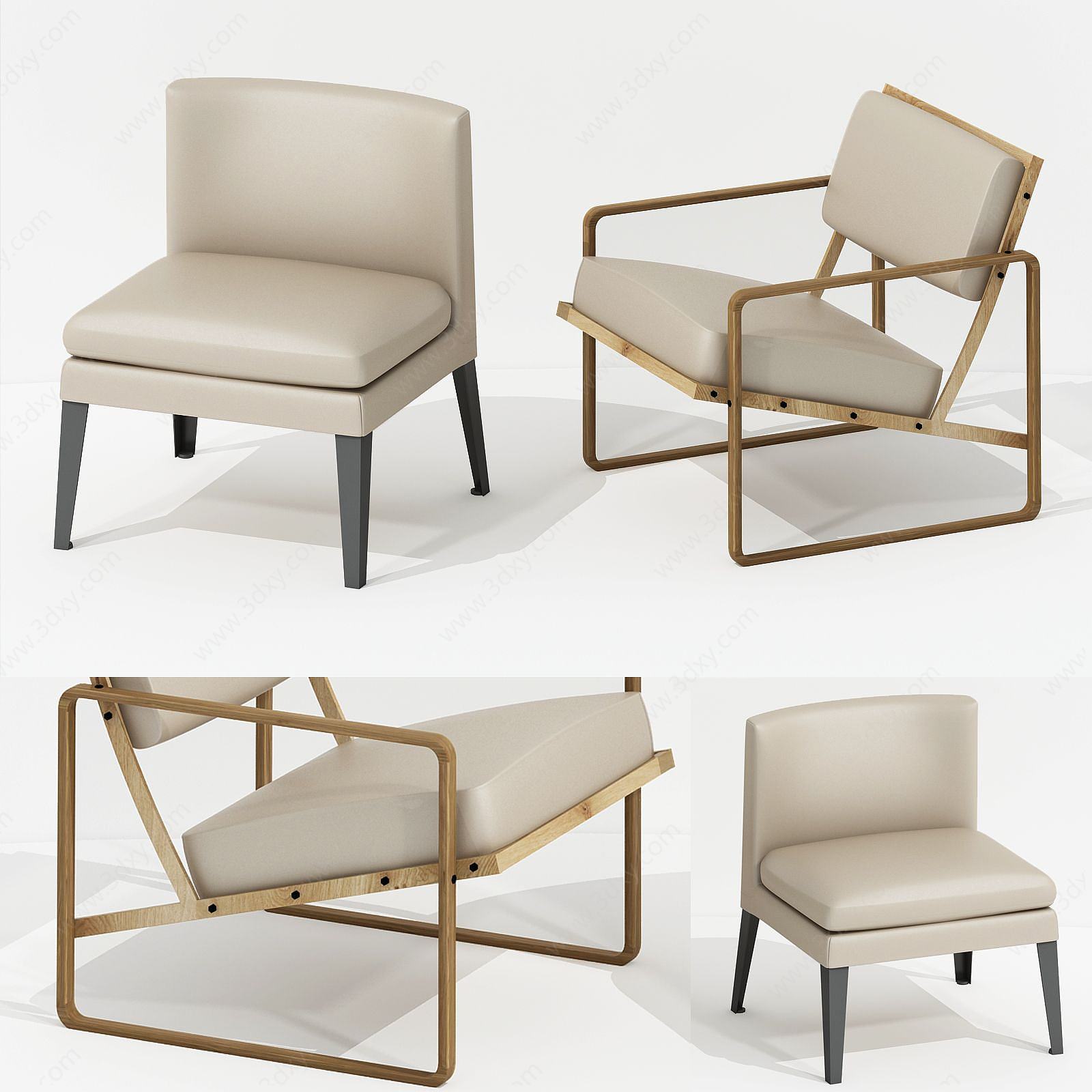 现代休闲椅子组合3D模型