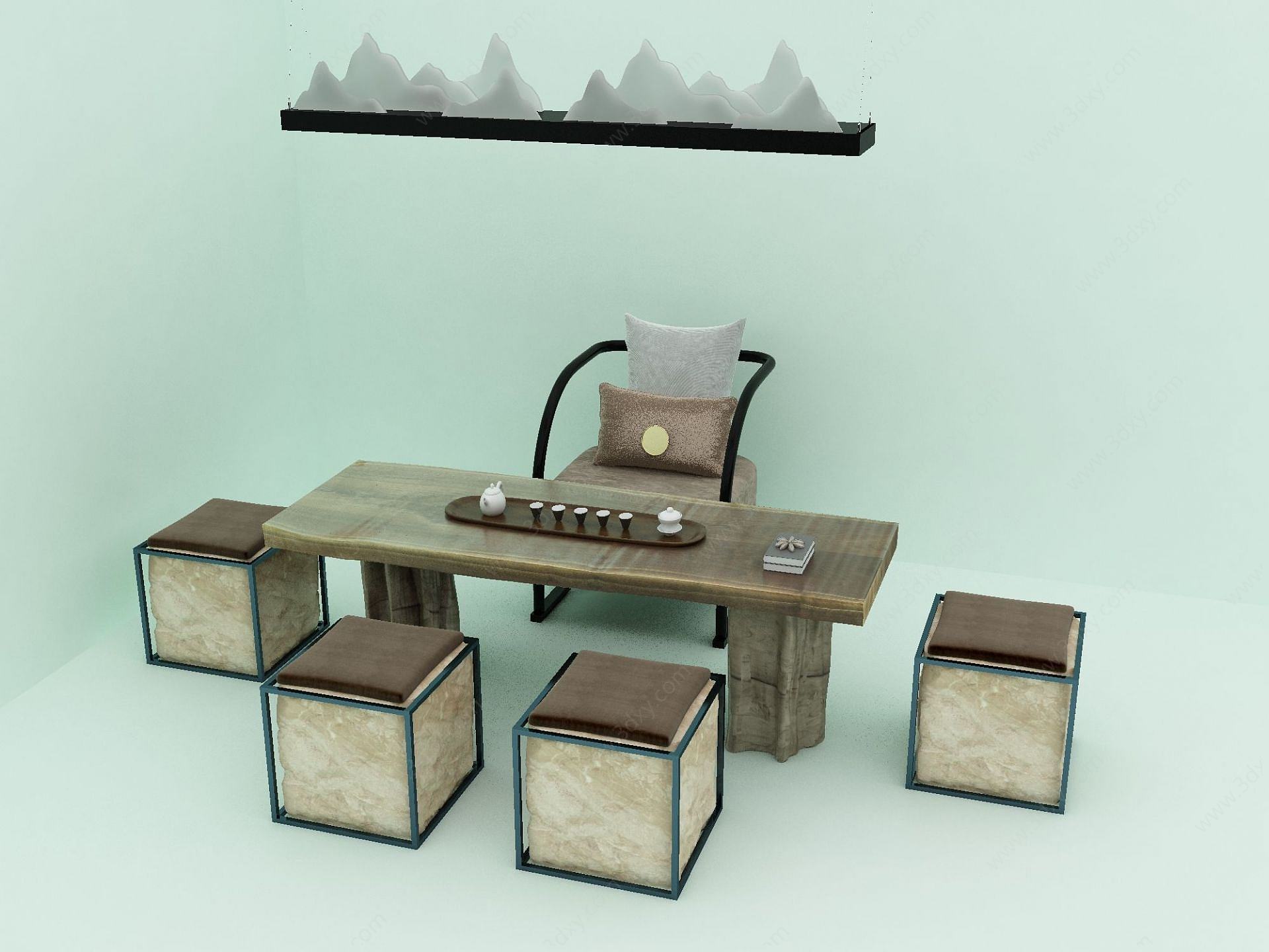 养身茶桌3D模型