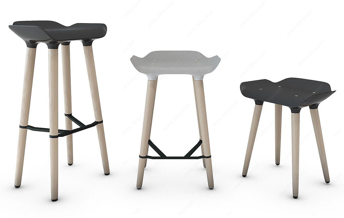 现代单人椅单椅吧椅3D模型