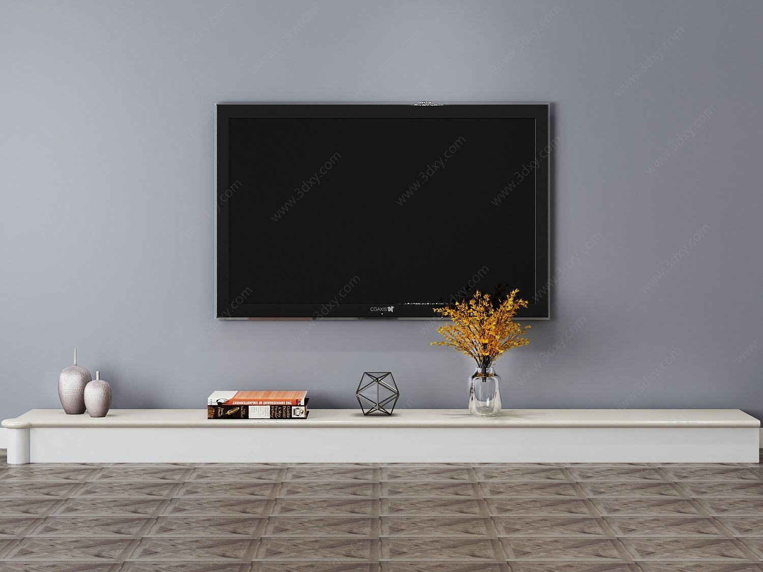电视柜电视背景墙饰品组合3D模型