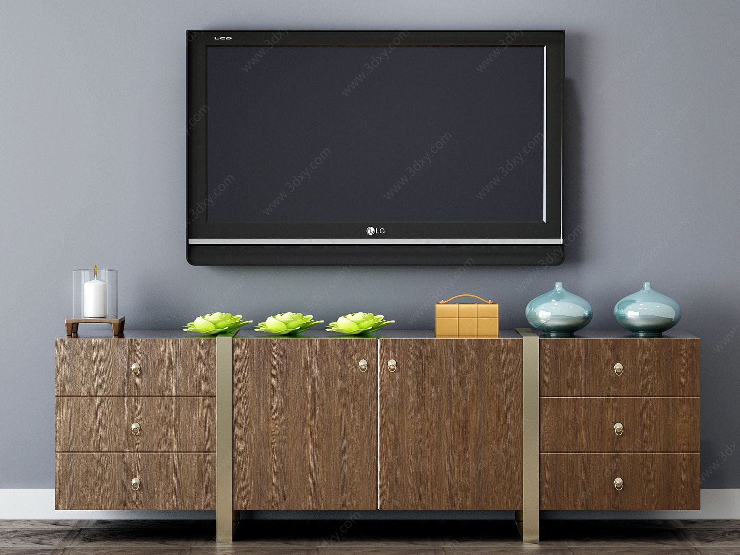 电视柜电视背景墙饰品3D模型