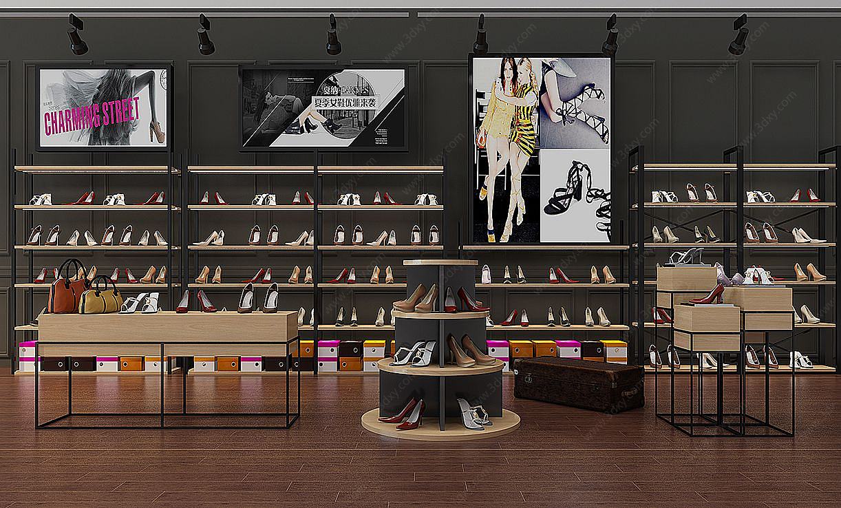 现代鞋架鞋子展柜3D模型