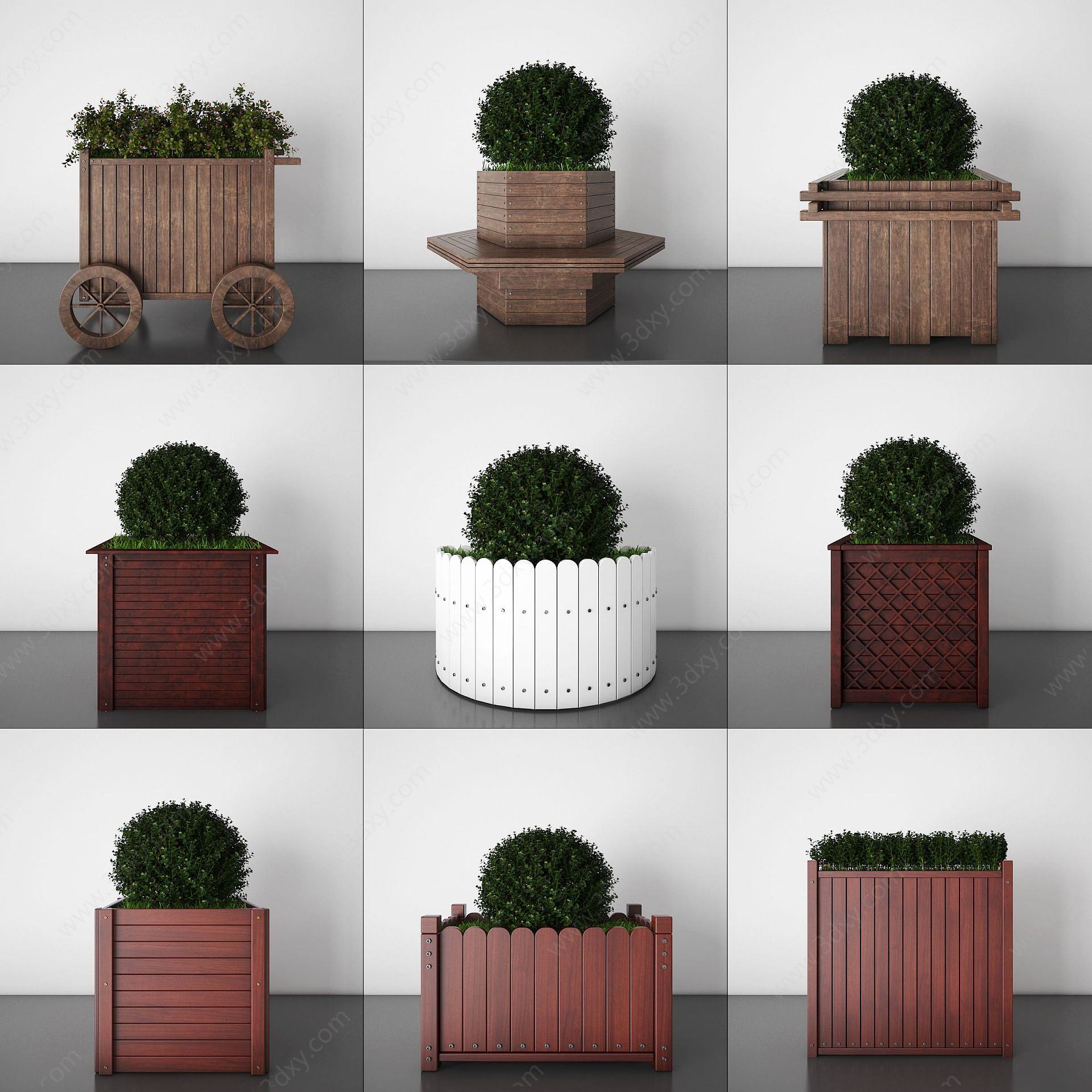 植物盆栽花箱3D模型
