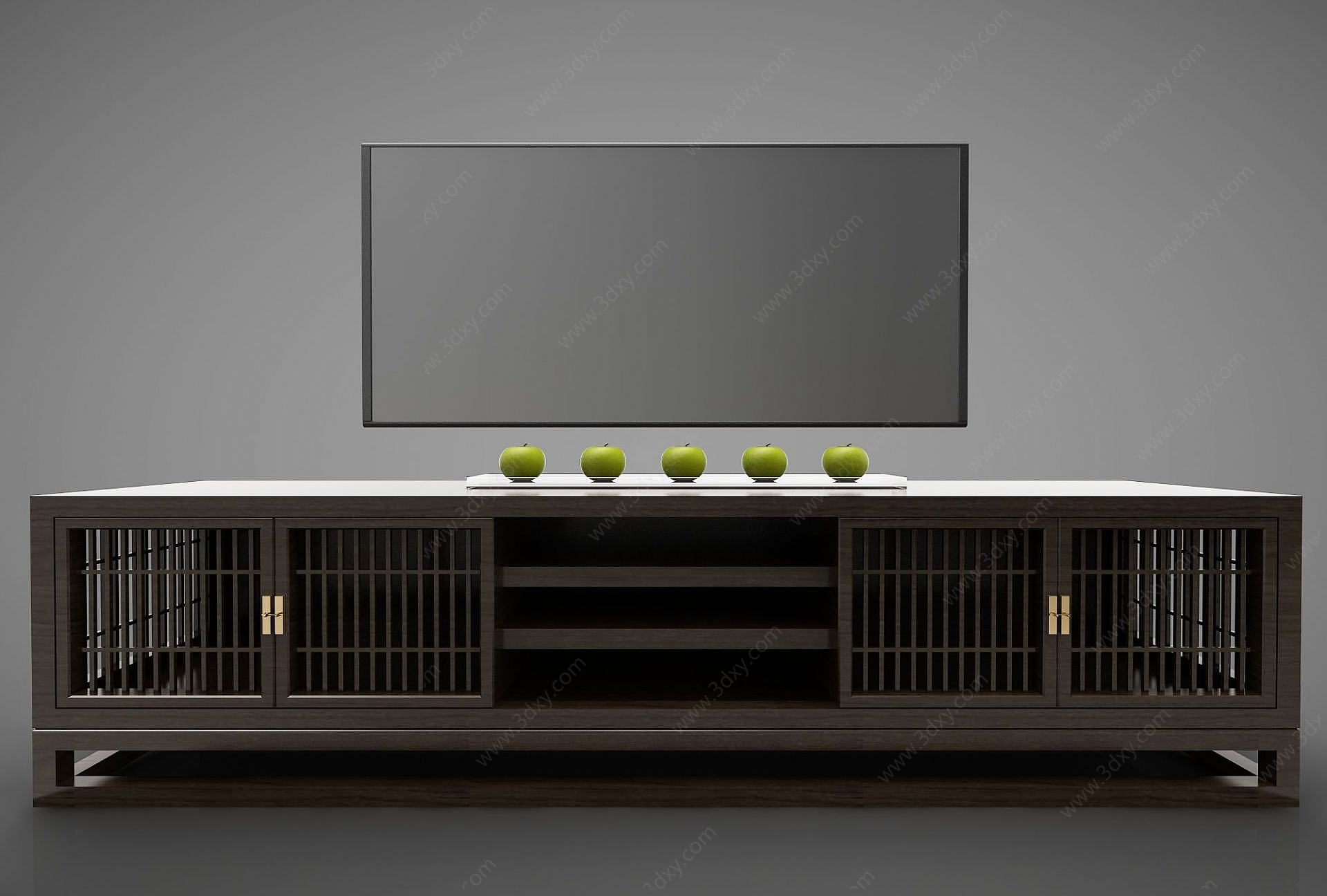 新中式风格的电视柜3D模型