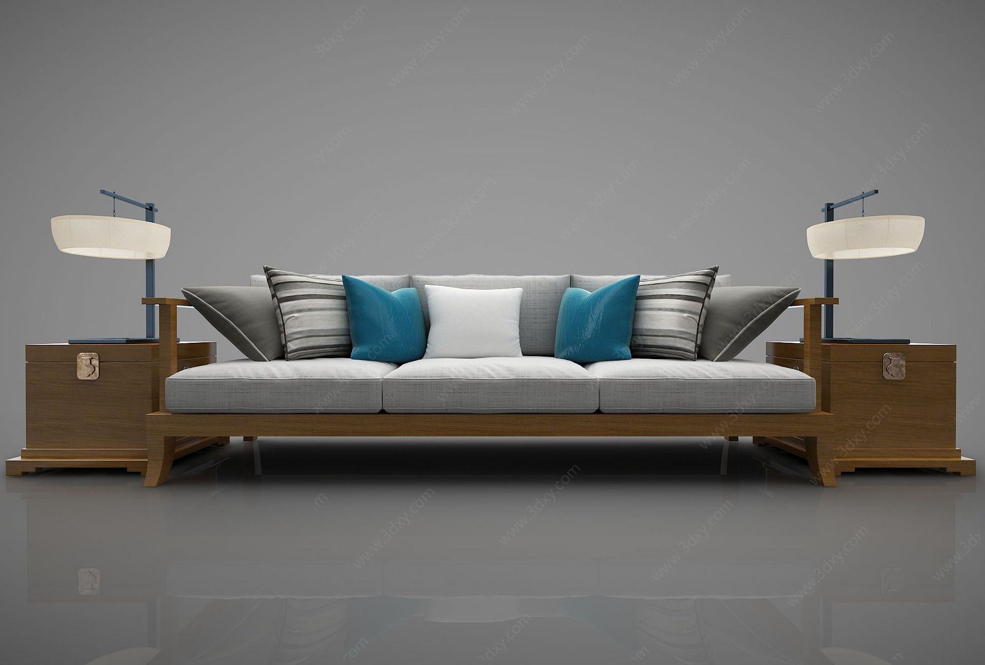 新中式风格的沙发3D模型