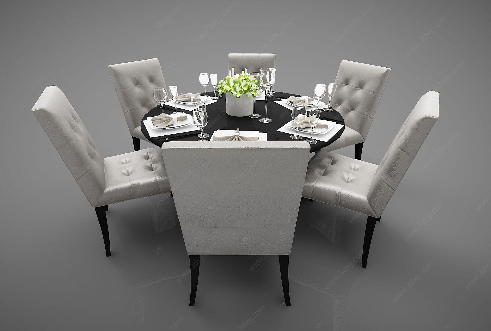 欧式餐桌组合3D模型