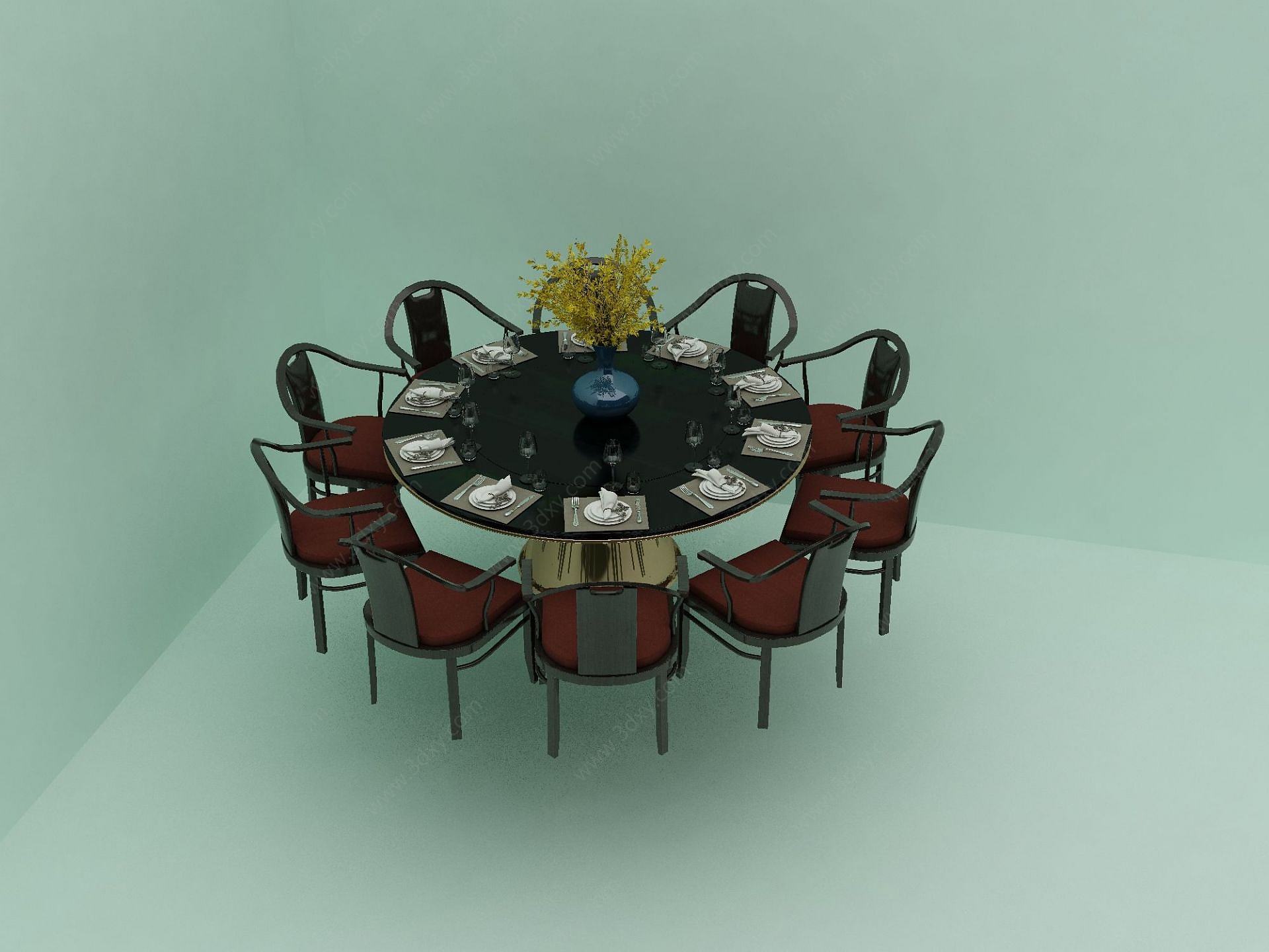 酒店餐桌餐椅组合3D模型