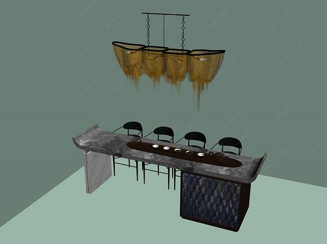 创意餐桌吧台3D模型