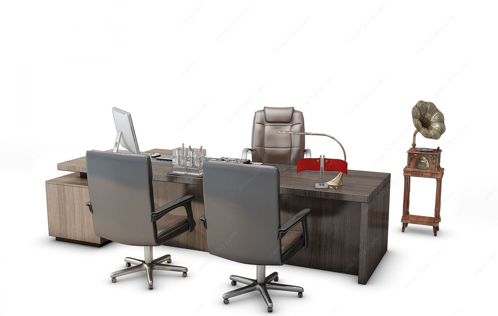 老板台办公桌3D模型
