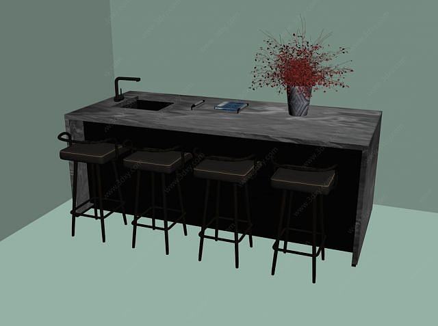 饭桌吧台3D模型
