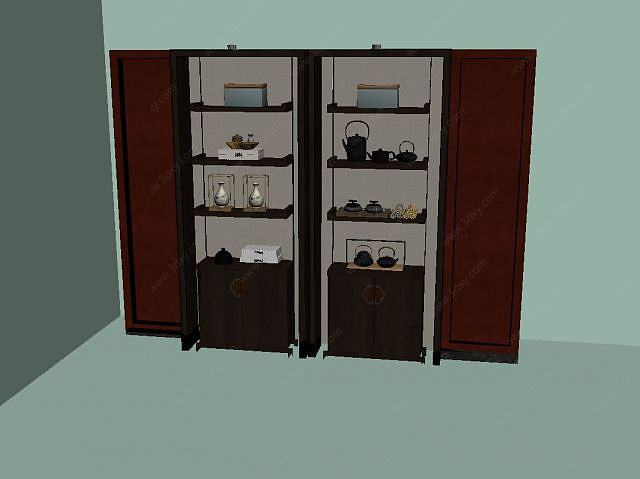 复古摆件酒柜3D模型