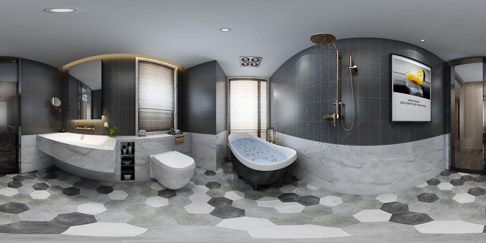 全景现代卫浴间3D模型