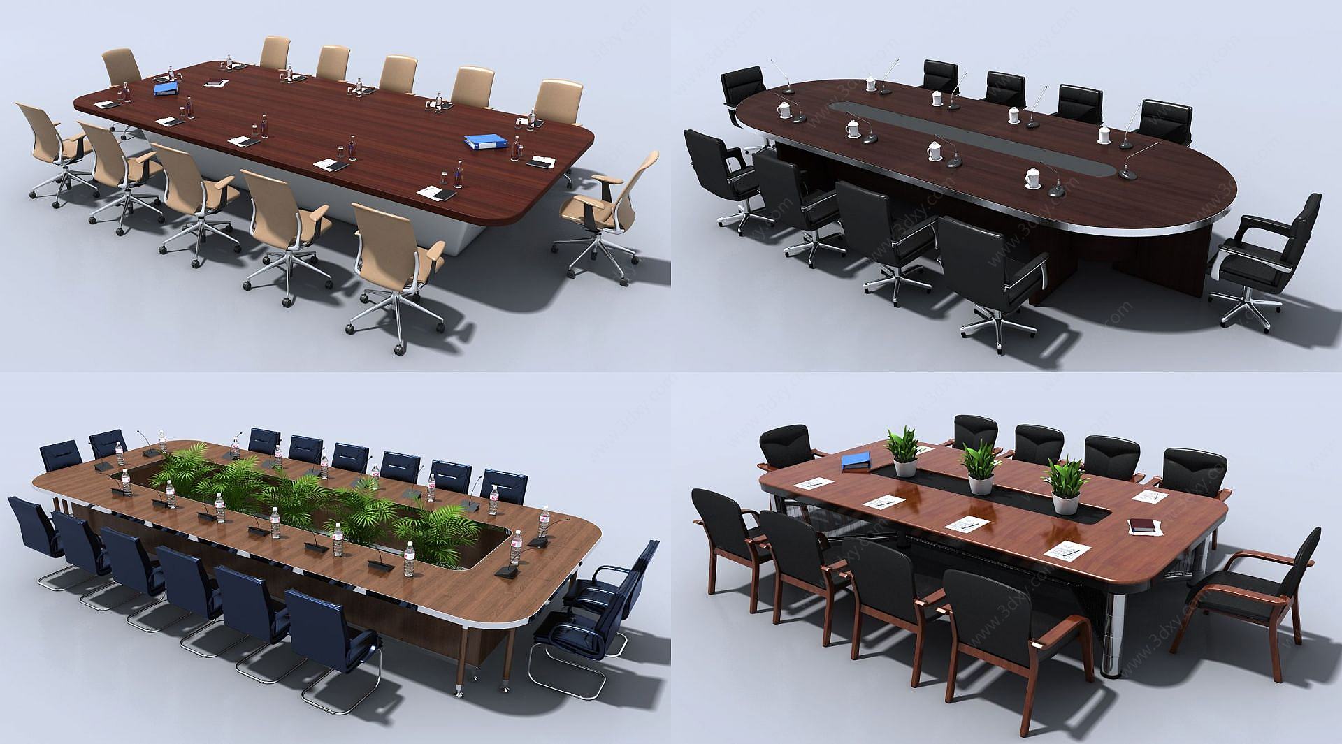 现代会议办公桌椅3D模型