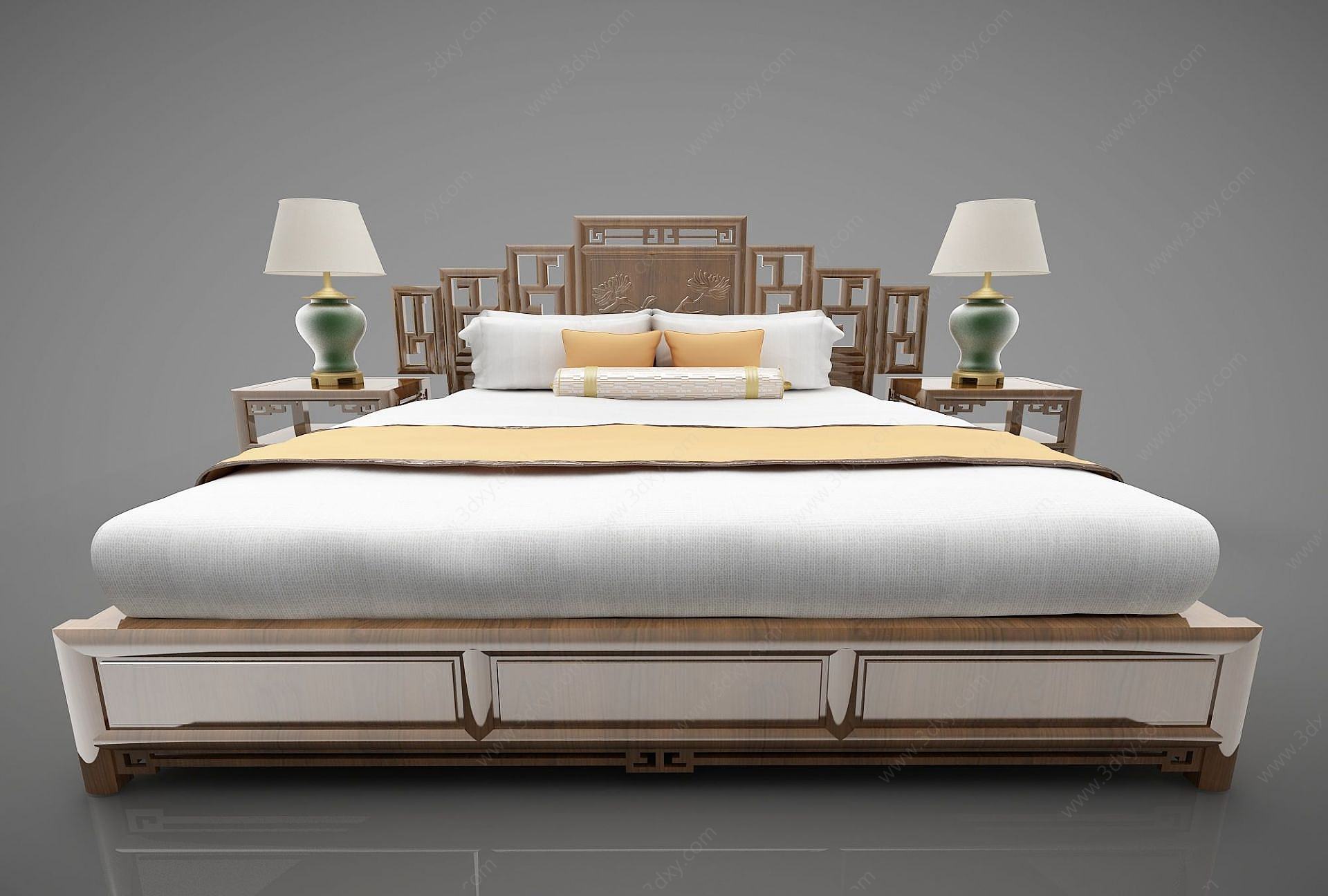 床中式3D模型