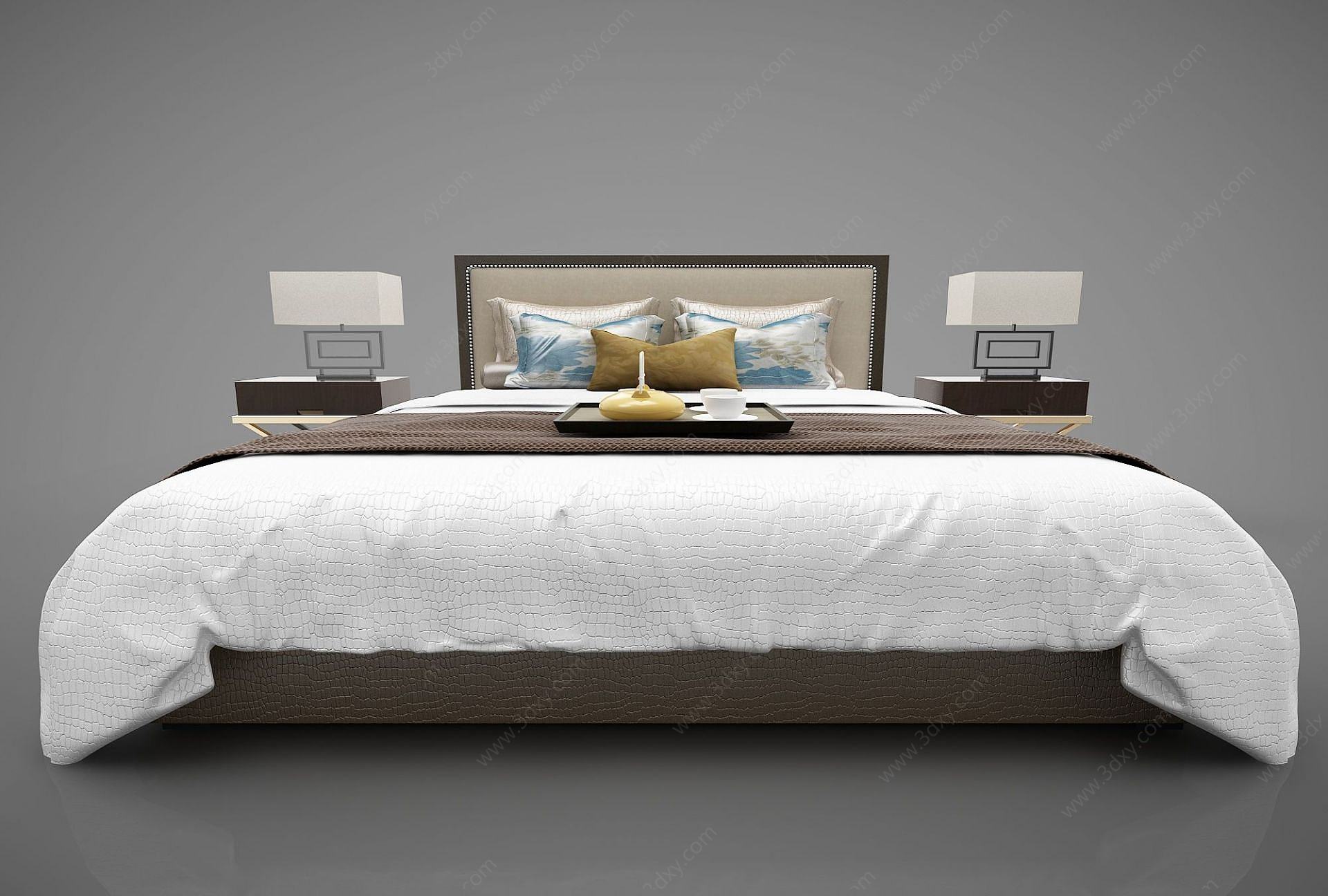 床头柜台灯组合3D模型