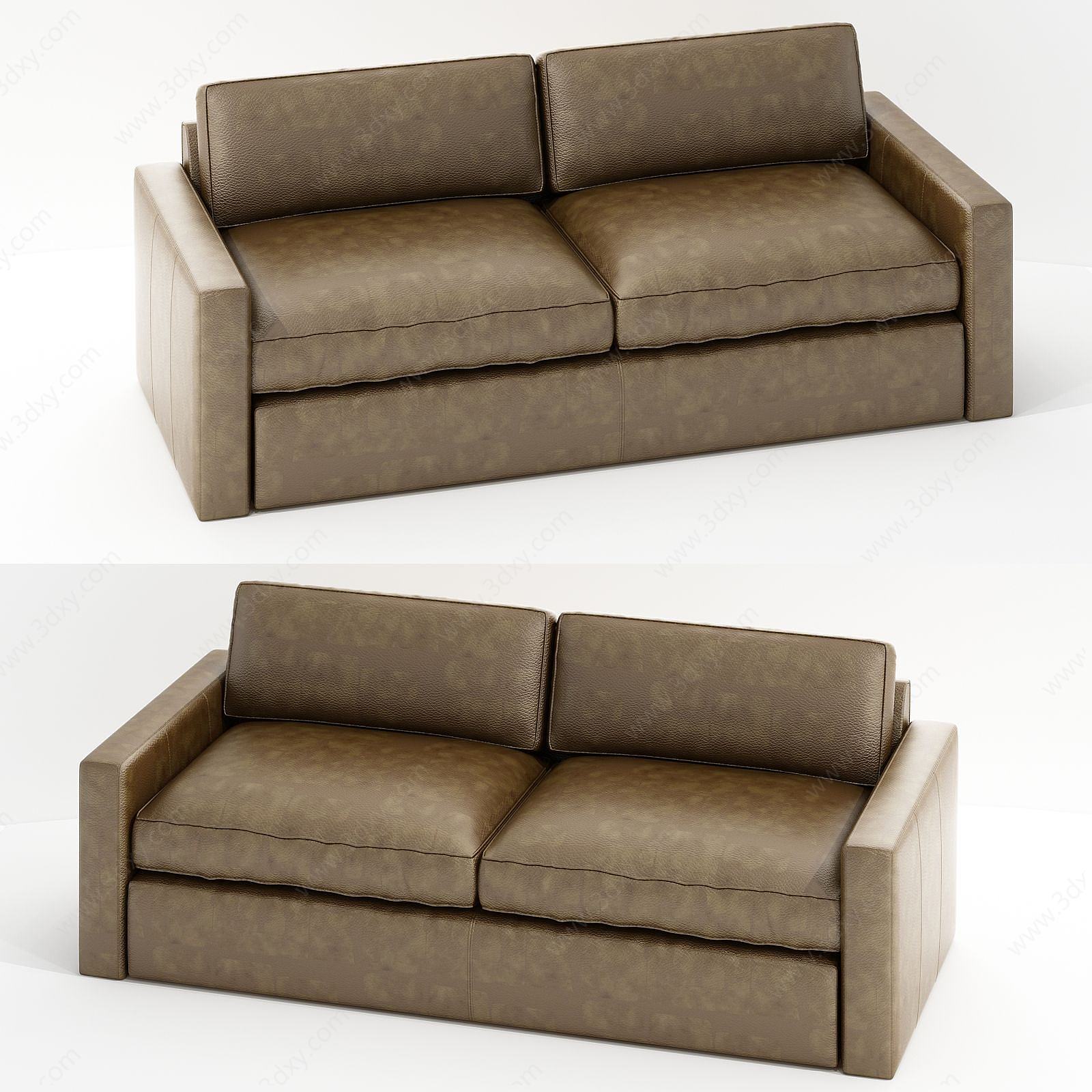 现代真皮双人沙发3D模型