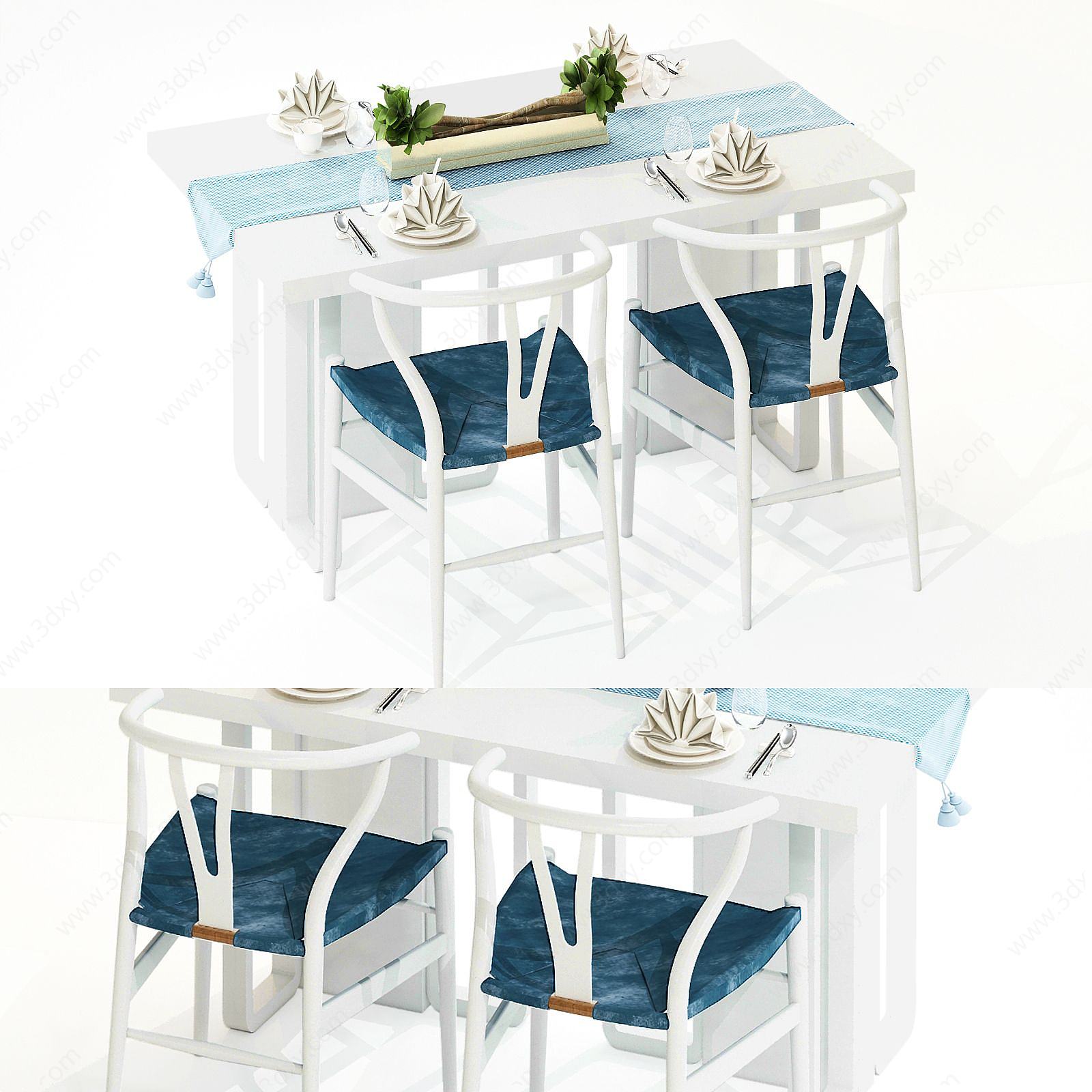 现代休闲桌椅餐桌椅边桌椅3D模型