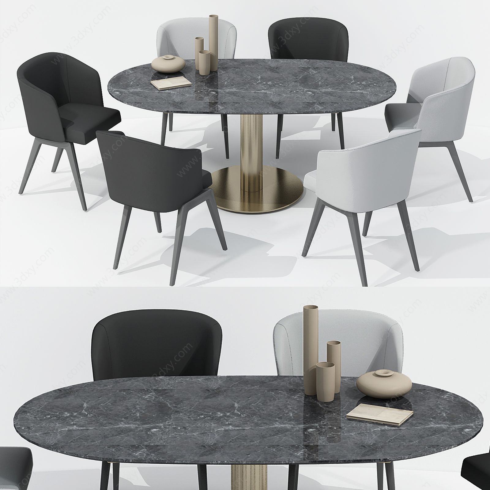 北欧现代餐桌椅休闲桌椅3D模型