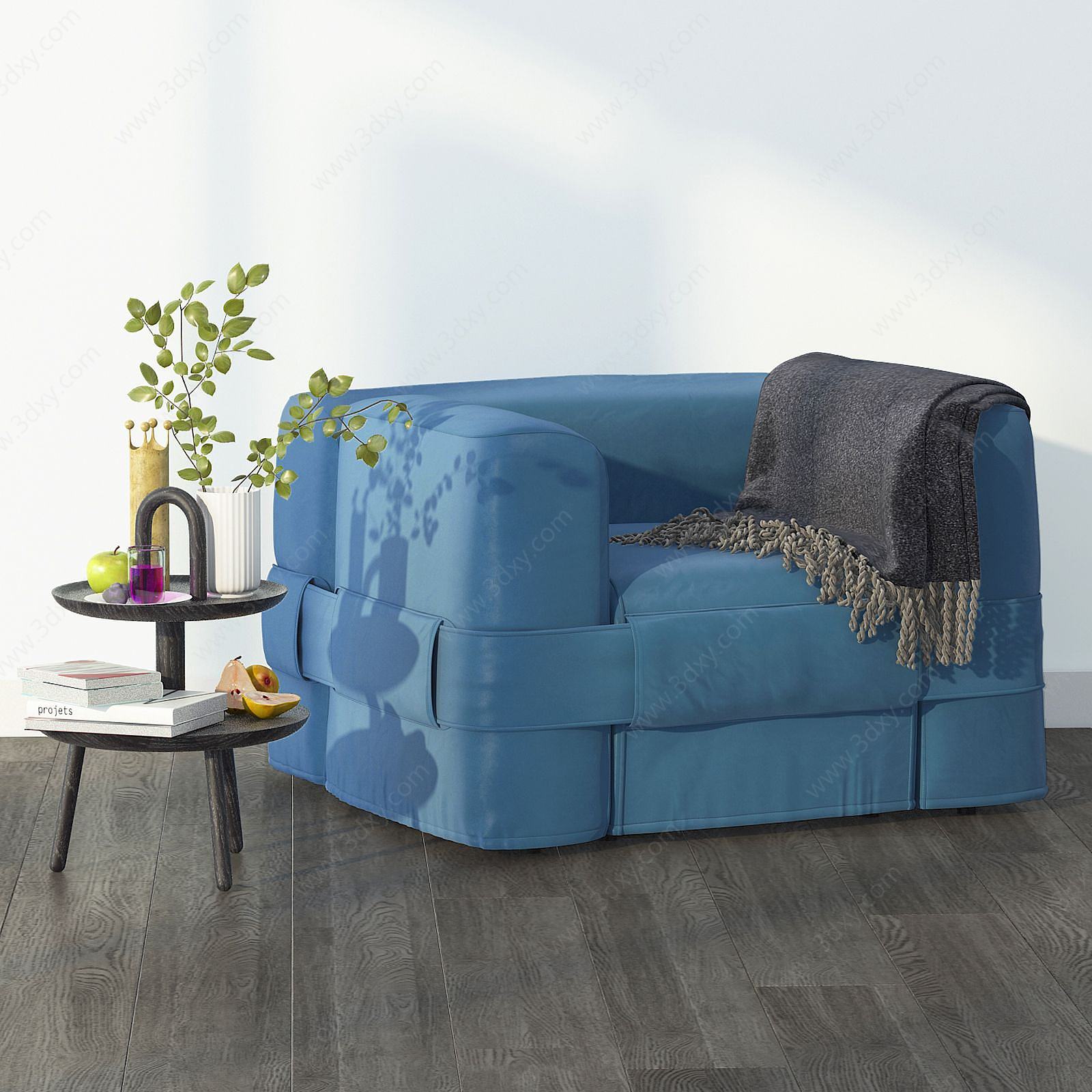 现代沙皮单人沙发3D模型